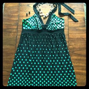 Too Mi Polka-Dotted Halter Dress